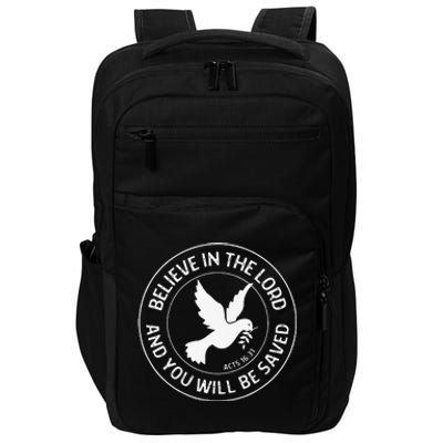 Acts 1631 Believe In The Lord Jesus Christian Bible Verse Impact Tech Backpack