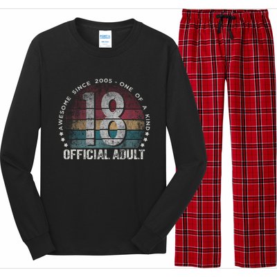 Adult 18th Birthday 18 Year Old Gifts Vintage 2005 Cute Long Sleeve Pajama Set