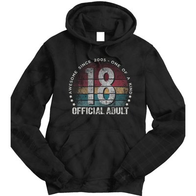 Adult 18th Birthday 18 Year Old Gifts Vintage 2005 Cute Tie Dye Hoodie