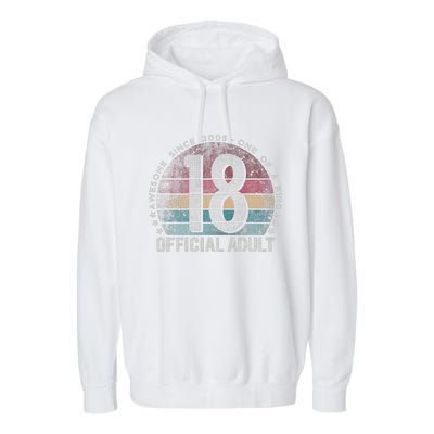 Adult 18th Birthday 18 Year Old Gifts Vintage 2005 Cute Garment-Dyed Fleece Hoodie