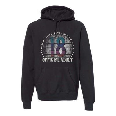 Adult 18th Birthday 18 Year Old Gifts Vintage 2005 Love Premium Hoodie