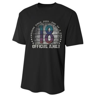 Adult 18th Birthday 18 Year Old Gifts Vintage 2005 Love Performance Sprint T-Shirt