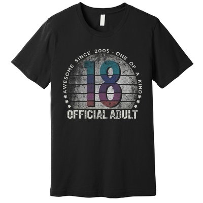 Adult 18th Birthday 18 Year Old Gifts Vintage 2005 Love Premium T-Shirt