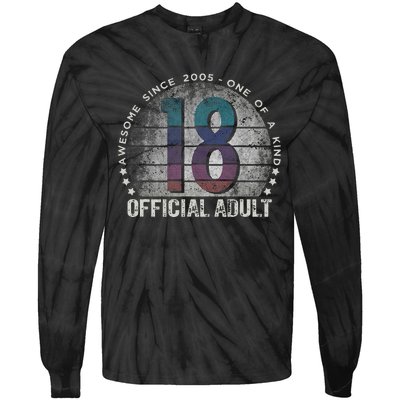 Adult 18th Birthday 18 Year Old Gifts Vintage 2005 Love Tie-Dye Long Sleeve Shirt