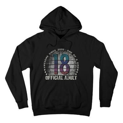 Adult 18th Birthday 18 Year Old Gifts Vintage 2005 Love Tall Hoodie