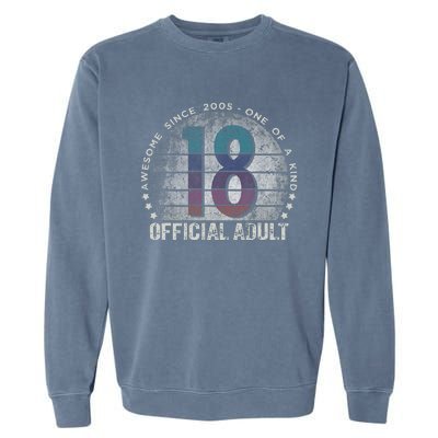 Adult 18th Birthday 18 Year Old Gifts Vintage 2005 Love Garment-Dyed Sweatshirt