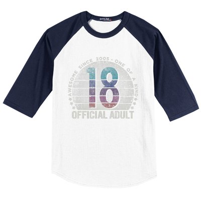 Adult 18th Birthday 18 Year Old Gifts Vintage 2005 Love Baseball Sleeve Shirt