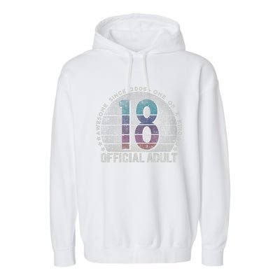 Adult 18th Birthday 18 Year Old Gifts Vintage 2005 Love Garment-Dyed Fleece Hoodie