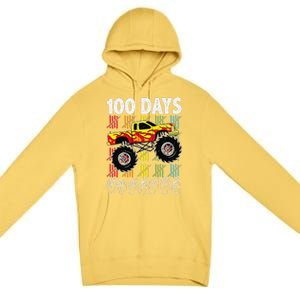 Asl 100 Days Of School Monster Truck 100 Days Smarter Deaf Premium Pullover Hoodie