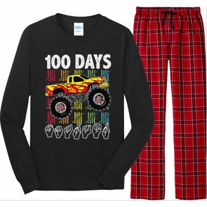 Asl 100 Days Of School Monster Truck 100 Days Smarter Deaf Long Sleeve Pajama Set