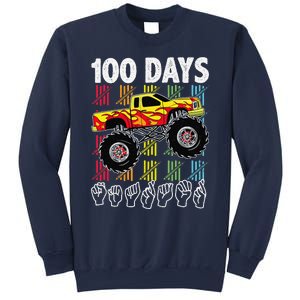 Asl 100 Days Of School Monster Truck 100 Days Smarter Deaf Sweatshirt