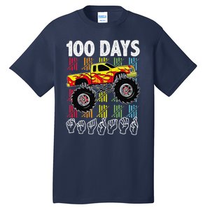 Asl 100 Days Of School Monster Truck 100 Days Smarter Deaf Tall T-Shirt