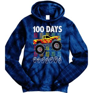 Asl 100 Days Of School Monster Truck 100 Days Smarter Deaf Tie Dye Hoodie