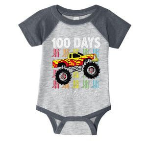 Asl 100 Days Of School Monster Truck 100 Days Smarter Deaf Infant Baby Jersey Bodysuit