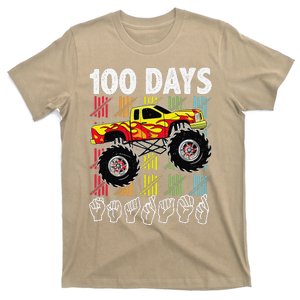 Asl 100 Days Of School Monster Truck 100 Days Smarter Deaf T-Shirt