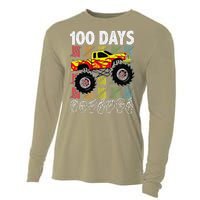 Asl 100 Days Of School Monster Truck 100 Days Smarter Deaf Cooling Performance Long Sleeve Crew