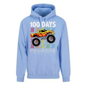 Asl 100 Days Of School Monster Truck 100 Days Smarter Deaf Unisex Surf Hoodie