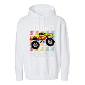 Asl 100 Days Of School Monster Truck 100 Days Smarter Deaf Garment-Dyed Fleece Hoodie