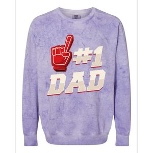 Athletic 1 Dad Number 1 Father Dad Fathers Day Colorblast Crewneck Sweatshirt