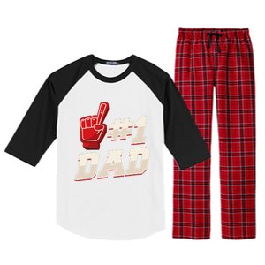 Athletic 1 Dad Number 1 Father Dad Fathers Day Raglan Sleeve Pajama Set