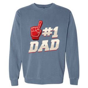 Athletic 1 Dad Number 1 Father Dad Fathers Day Garment-Dyed Sweatshirt