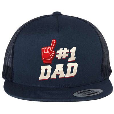 Athletic 1 Dad Number 1 Father Dad Fathers Day Flat Bill Trucker Hat