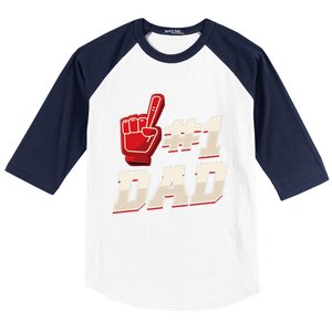 Athletic 1 Dad Number 1 Father Dad Fathers Day Baseball Sleeve Shirt