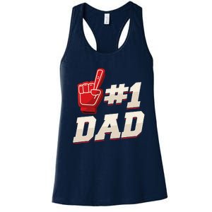 Athletic 1 Dad Number 1 Father Dad Fathers Day Women's Racerback Tank