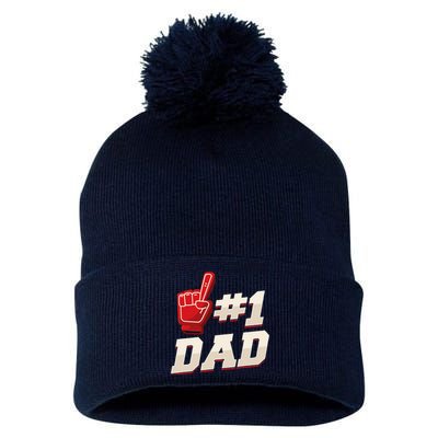 Athletic 1 Dad Number 1 Father Dad Fathers Day Pom Pom 12in Knit Beanie