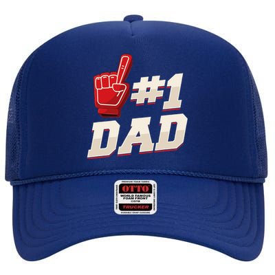 Athletic 1 Dad Number 1 Father Dad Fathers Day High Crown Mesh Back Trucker Hat