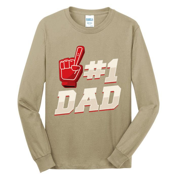 Athletic 1 Dad Number 1 Father Dad Fathers Day Tall Long Sleeve T-Shirt