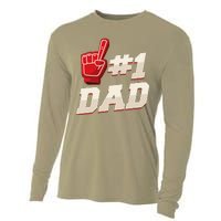 Athletic 1 Dad Number 1 Father Dad Fathers Day Cooling Performance Long Sleeve Crew