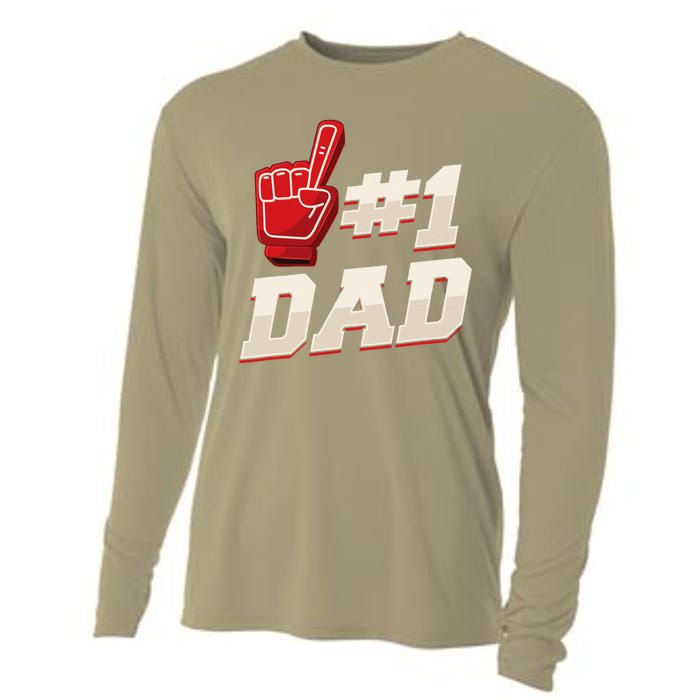 Athletic 1 Dad Number 1 Father Dad Fathers Day Cooling Performance Long Sleeve Crew