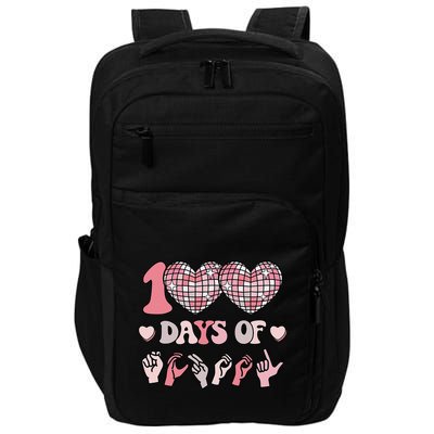 Asl 100 Days Of School Disco Dancing 100th Day Deaf Signing Impact Tech Backpack