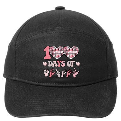 Asl 100 Days Of School Disco Dancing 100th Day Deaf Signing 7-Panel Snapback Hat