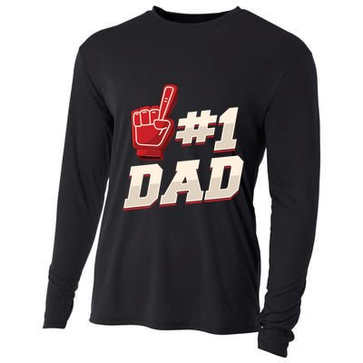 Athletic # 1 Dad Number 1 Father Dad FatherS Day Gift Cooling Performance Long Sleeve Crew
