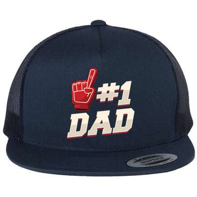 Athletic # 1 Dad Number 1 Father Dad FatherS Day Gift Flat Bill Trucker Hat