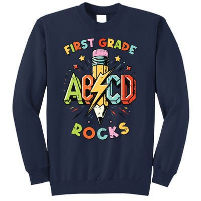 Abcd 1st Grade Rocks Pencil Lightning Teachers Rock Boy Tall Sweatshirt