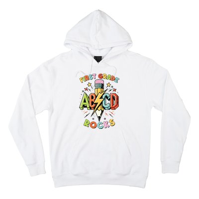 Abcd 1st Grade Rocks Pencil Lightning Teachers Rock Boy Hoodie