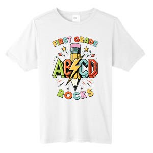 Abcd 1st Grade Rocks Pencil Lightning Teachers Rock Boy Tall Fusion ChromaSoft Performance T-Shirt