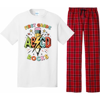 Abcd 1st Grade Rocks Pencil Lightning Teachers Rock Boy Pajama Set