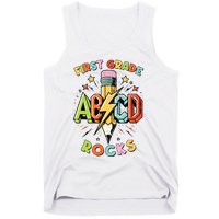 Abcd 1st Grade Rocks Pencil Lightning Teachers Rock Boy Tank Top