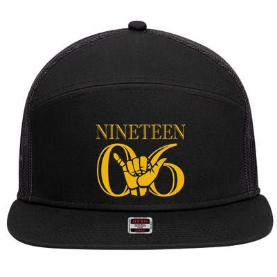 Alpha 1906 Gold Alpha Hand Sign 7 Panel Mesh Trucker Snapback Hat