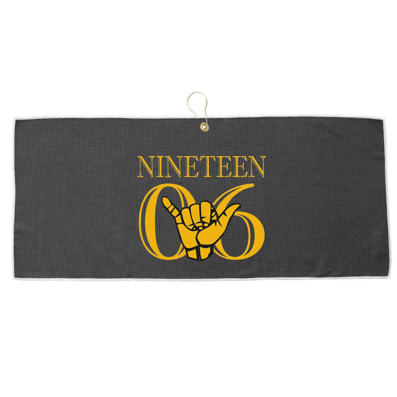 Alpha 1906 Gold Alpha Hand Sign Large Microfiber Waffle Golf Towel