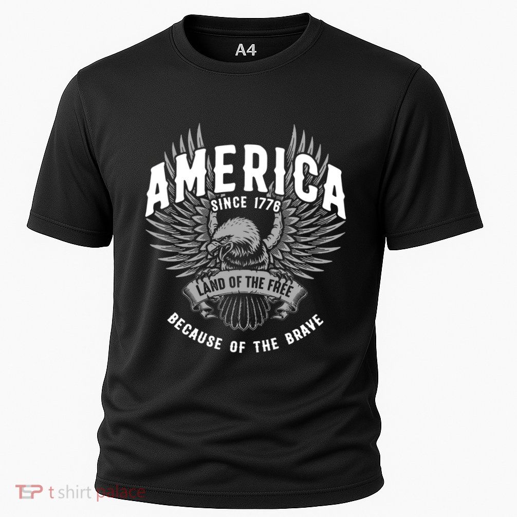 America 1776 Land Of Free Because Of The Brave Usa Eagle Gift Performance Shirt