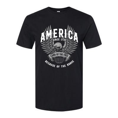 America 1776 Land Of Free Because Of The Brave Usa Eagle Cool Gift Softstyle® CVC T-Shirt