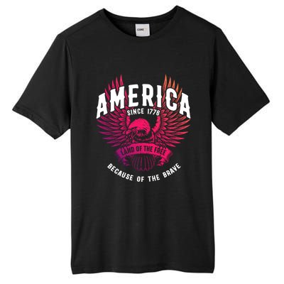 America 1776 Land Of Free Because Of The Brave Usa Eagle Funny Gift Tall Fusion ChromaSoft Performance T-Shirt