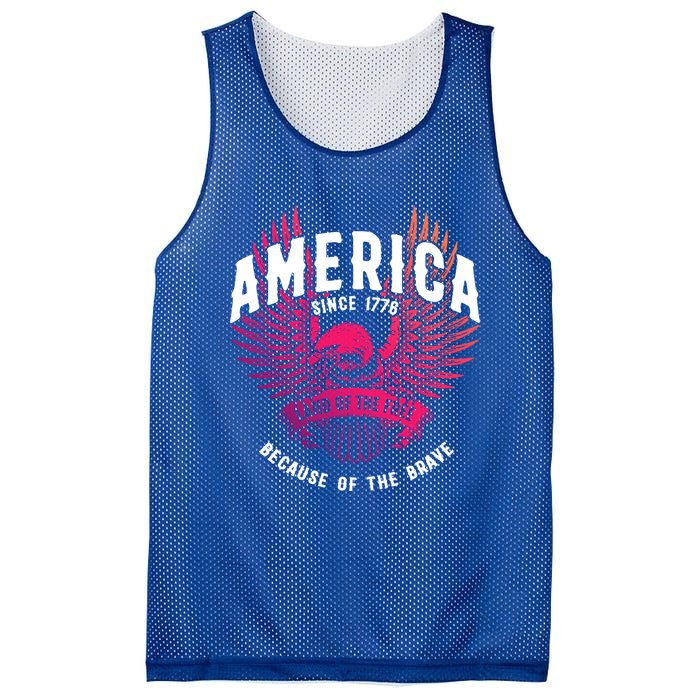 America 1776 Land Of Free Because Of The Brave Usa Eagle Funny Gift Mesh Reversible Basketball Jersey Tank