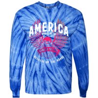 America 1776 Land Of Free Because Of The Brave Usa Eagle Funny Gift Tie-Dye Long Sleeve Shirt