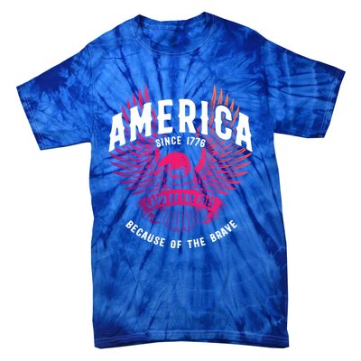 America 1776 Land Of Free Because Of The Brave Usa Eagle Funny Gift Tie-Dye T-Shirt